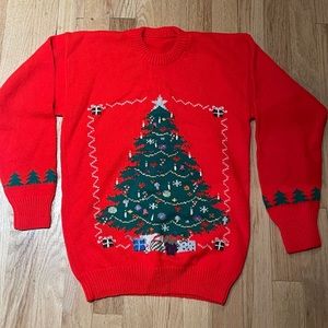 Cute Ugly Sparkly Embellished Christmas Holiday Sweater Vintage